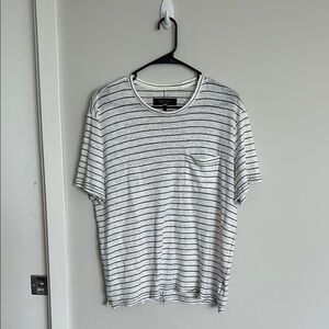 Rag & Bone Gray and White Striped Short Sleeve Tee
